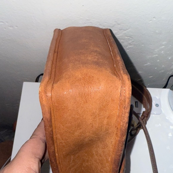 Vintage coach murphy crossbody bag British tan leather flap purse - Picture 10 of 16